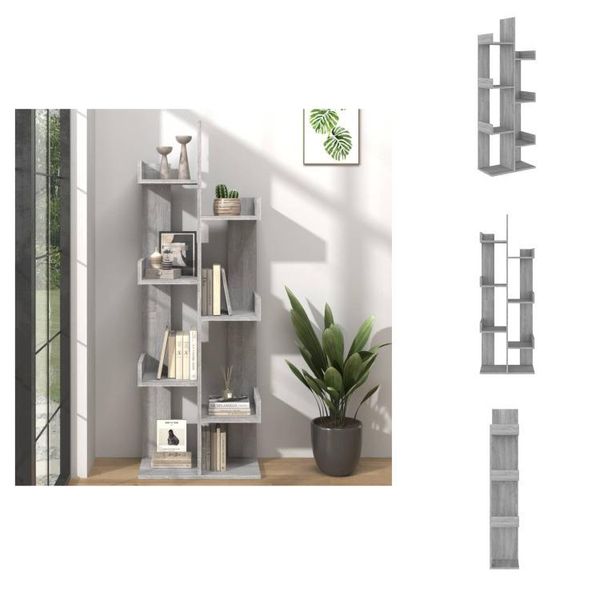 Vidaxl Libreria 48X25,5X140 Cm Grigio Sonoma In Materiale Legnoso - Librerie E Scaffalature-image
