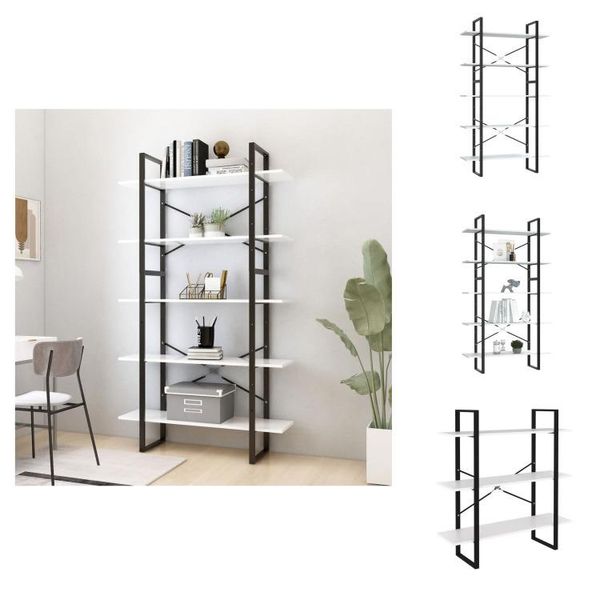 Vidaxl Libreria 5 Scomparti Bianco 100X30X175 Cm Materiale A Base Di Legno - Librerie E Scaffalature-image