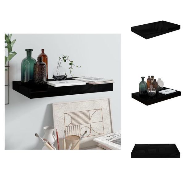 Vidaxl Scaffale Galleggiante Nero Lucido 40X23X3,8 Cm Mdf - Mensole A Muro-image
