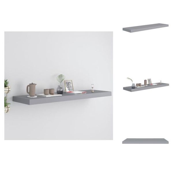 Vidaxl Scaffale Galleggiante Grigio 90X23,5X3,8 Cm Mdf - Mensole A Muro-image