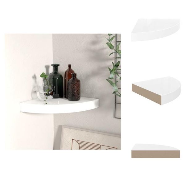 Vidaxl Mensola Galleggiante Ad Angolo Bianco Lucido 25X25X3,8 Cm Mdf - Mensole A Muro-image