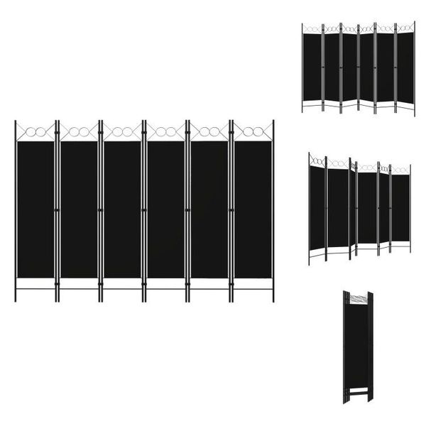 Vidaxl 6 Pezzi Divisorio Nero 240 X 180 Cm - Divisorio Per Ambienti-image