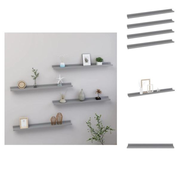 Vidaxl Mensole Da Parete 4 Pz. Grigio 80X9X3 Cm - Mensole A Muro-image