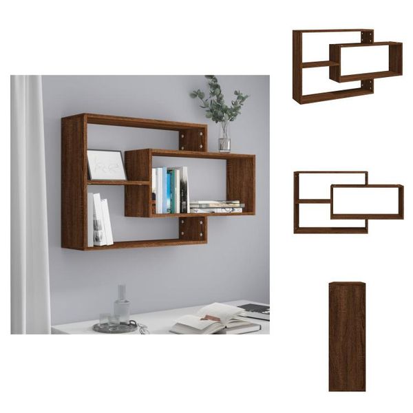 Vidaxl Scaffale A Muro Marrone Effetto Rovere 104X20X58,5 Cm Materiale A Base Di Legno - Scaffali A Muro-image
