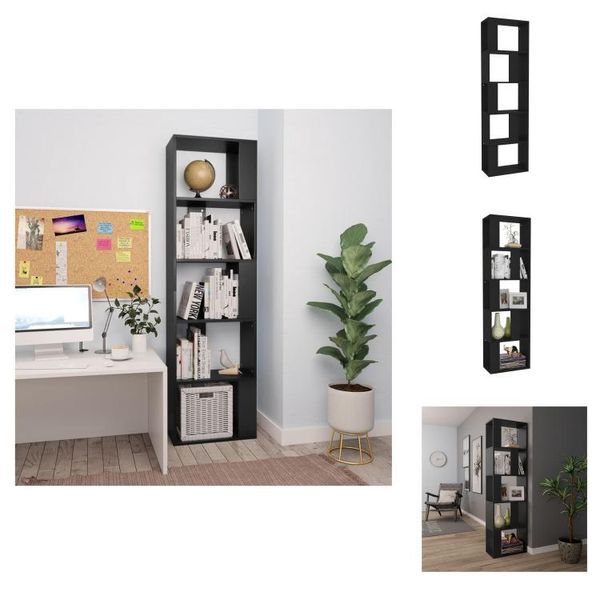 Vidaxl Libreria/Divisorio Nero 45X24X159 Cm Materiale A Base Di Legno - Librerie E Scaffali-image
