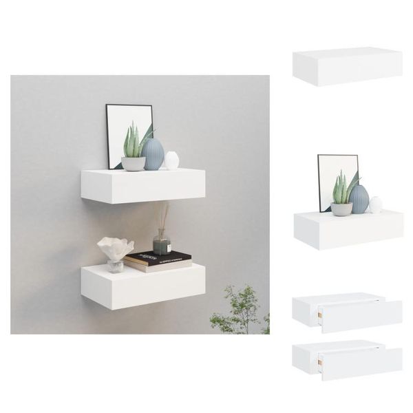 Vidaxl Mensole A Muro Con Cassetti 2 Pz. Bianco 40X23,5X10 Cm Mdf - Mensole A Muro-image