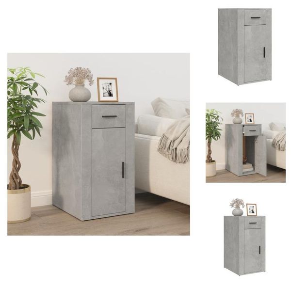 Vidaxl Armadio Per Ufficio Grigio Cemento 40X49X75 Cm Materiale A Base Di Legno - Armadi-image