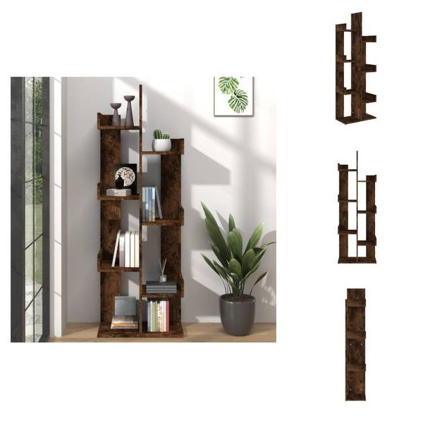 Vidaxl Libreria 48X25,5X140 Cm In Legno Di Rovere Affumicato - Librerie E Scaffalature-image