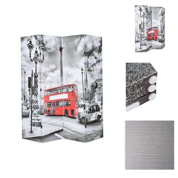 Vidaxl Divisorio Pieghevole 160 X 170 Cm London Bus Bianco E Nero - Divisorio Per Ambienti-image
