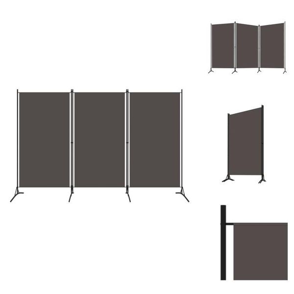 Vidaxl Divisorio 3 Pezzi Antracite 260X180 Cm - Divisori Per Ambienti-image