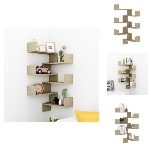 Vidaxl Mensole A Muro Angolari 2 Pezzi Rovere Sonoma 40X40X50 Cm Materiale A Base Di Legno - Mensole A Muro-image