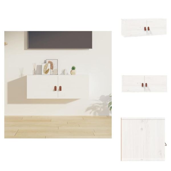 Vidaxl Armadio A Muro Bianco 80X30X30 Cm In Legno Di Pino Massiccio - Mensole A Muro-image
