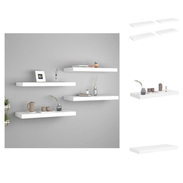 Vidaxl Mensole Galleggianti 4 Pz. Bianco 60X23,5X3,8 Cm Mdf - Mensole A Muro-image