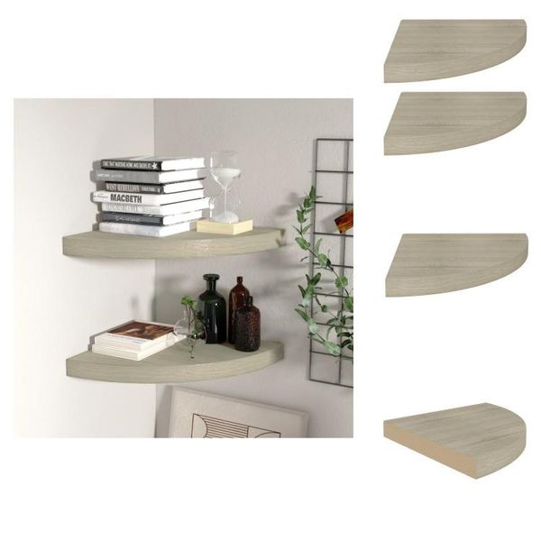 Vidaxl Mensole Galleggianti Ad Angolo 2 Pz. Mdf Effetto Rovere 35X35X3,8 Cm - Mensole A Muro-image