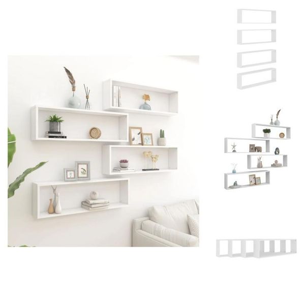 Vidaxl Mensole A Cubo 4 Pz. Bianco 100X15X30 Cm Materiale A Base Di Legno - Mensole A Muro-image