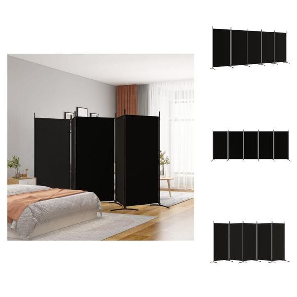 Vidaxl Schermo 5 Pezzi Nero 433X180 Cm Tessuto - Divisorio Per Ambienti-image
