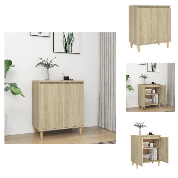 Vidaxl Credenza Con Gambe In Legno Massiccio Rovere Sonoma 60X35X70 Cm - Credenze-image