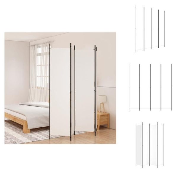 Vidaxl Paravento 4 Pezzi Bianco 200X220 Cm Tessuto - Divisorio Per Ambienti-image