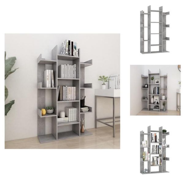 Vidaxl Libreria Grigio Cemento 86X25,5X140 Cm Materiale A Base Di Legno - Librerie & Librerie-image