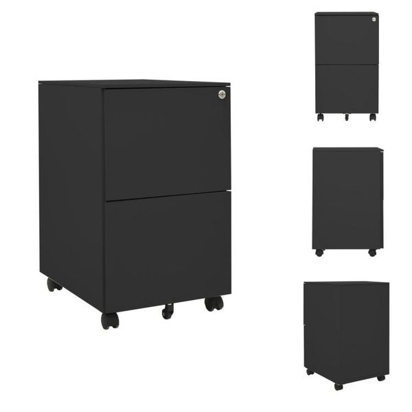 Vidaxl Armadio Per Archiviazione Con Rotelle Antracite 39X45X67 Cm In Acciaio - Armadi Per Archiviazione-image