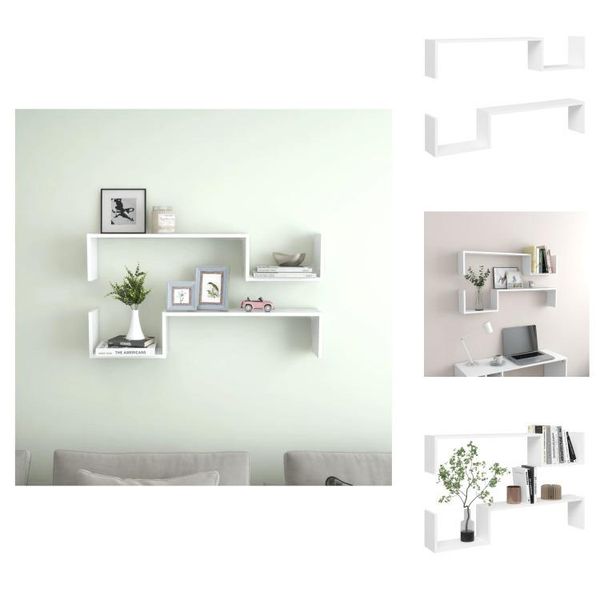 Vidaxl Mensole Da Parete 2 Pz. Bianco 100X15X20 Cm Materiale A Base Di Legno - Mensole A Muro-image