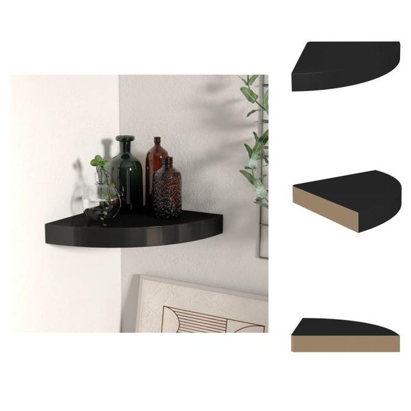 Vidaxl Mensola Galleggiante Ad Angolo Nera 25X25X3,8 Cm Mdf - Mensole A Muro-image