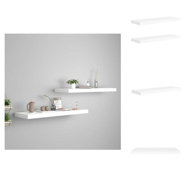 Vidaxl Mensole Galleggianti 2 Pz. Bianco 80X23,5X3,8 Cm Mdf - Mensole A Muro-image