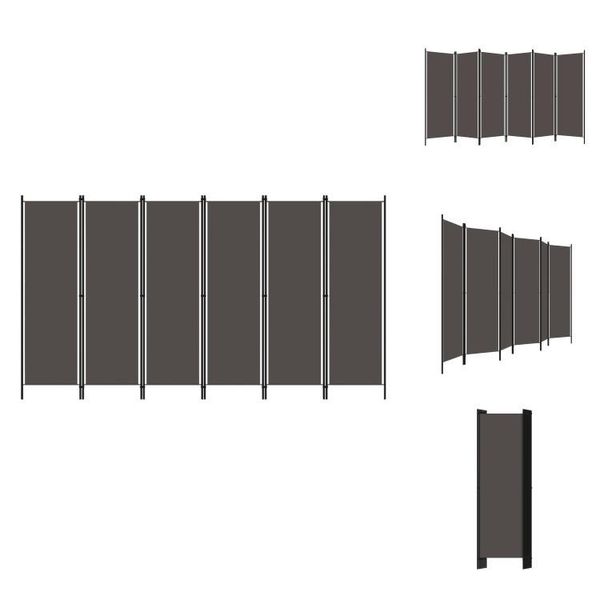 Vidaxl 6 Pezzi Divisorio Antracite 300X180 Cm - Divisori Per Ambienti-image