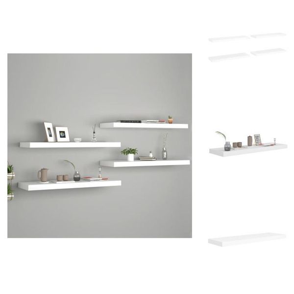 Vidaxl Mensole Galleggianti 4 Pz. Bianco 80X23,5X3,8 Cm Mdf - Mensole A Muro-image
