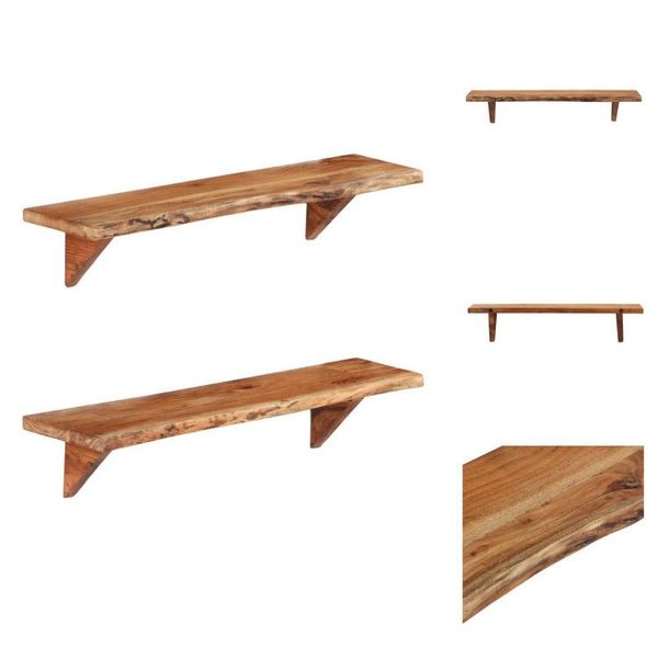Vidaxl Mensole A Muro 2 Pezzi 90 X 20 X 18 Cm In Legno Massiccio Di Acacia - Mensole A Muro-image