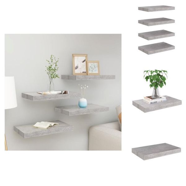 Vidaxl Mensole Galleggianti 4 Pz. Mdf Grigio Cemento 40X23X3,8 Cm - Mensole Da Parete-image