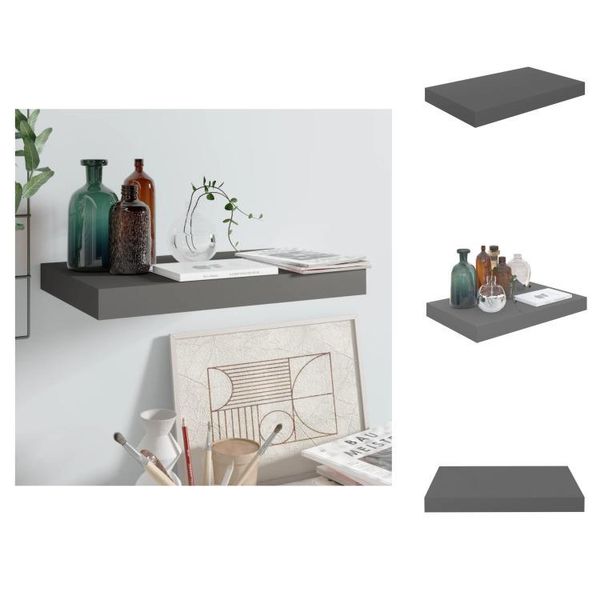 Vidaxl Mensola Galleggiante A Muro Grigio Lucido 40X23X3,8 Cm Mdf - Mensole A Muro-image