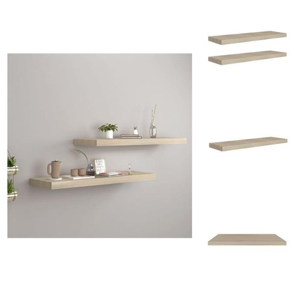 Vidaxl Mensole Galleggianti 2 Pz. Mdf Effetto Rovere 80X23,5X3,8 Cm - Mensole A Muro-image