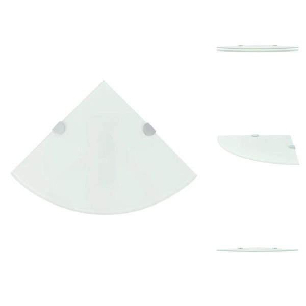 Vidaxl Mensole Angolari 2 Pezzi Con Staffe Cromate In Vetro Bianco 25X25Cm - Mensole Da Parete-image