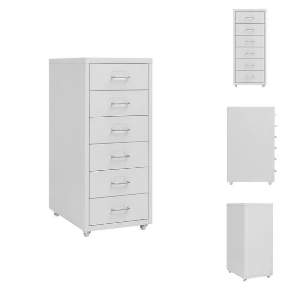 Vidaxl Armadio Per Archiviazione Con Rotelle Grigio 28X41X69 Cm In Metallo - Armadi Per Archiviazione-image