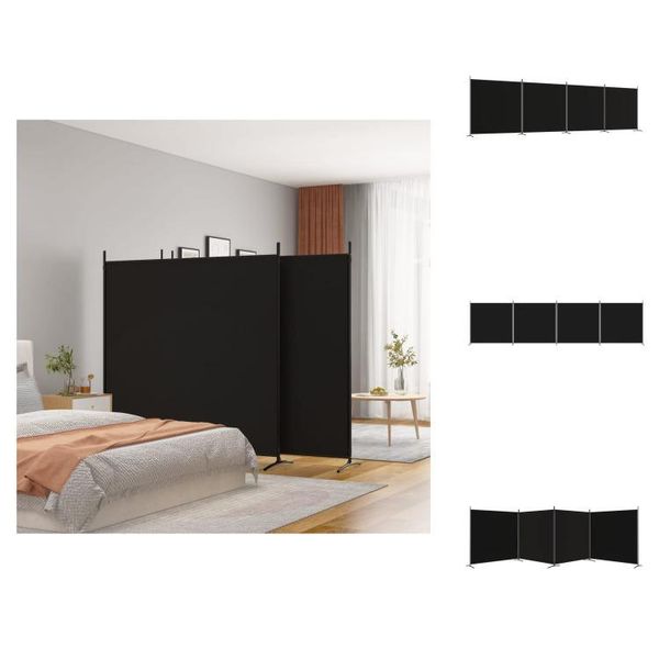 Vidaxl Paravento 4 Pezzi Nero 698X180 Cm Tessuto - Divisorio Per Ambienti-image