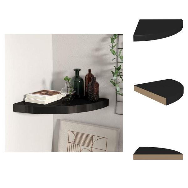 Vidaxl Mensola Galleggiante Ad Angolo Nera 35X35X3,8 Cm Mdf - Mensole A Muro-image