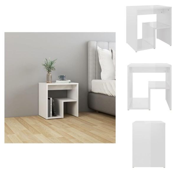 Vidaxl Comodino Bianco Lucido 40X30X40 Cm Materiale Legno - Comodini-image