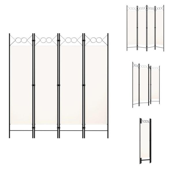 Vidaxl Divisorio 4 Pezzi Bianco Crema 160X180 Cm - Divisori Per Ambienti-image