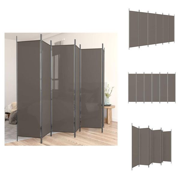 Vidaxl Paravento 6 Pezzi Antracite 300X220 Cm Tessuto - Divisorio Per Ambienti-image