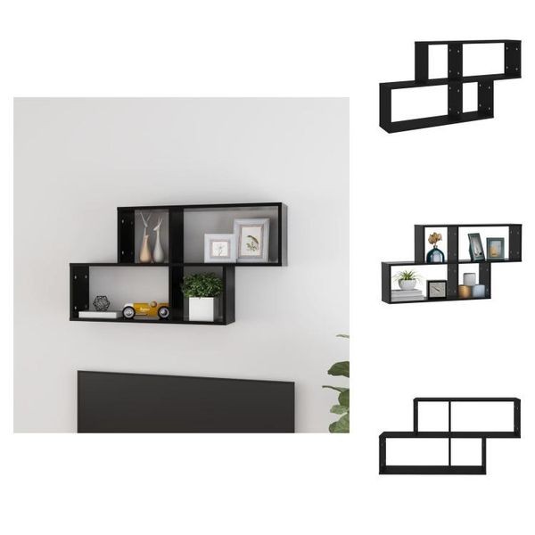 Vidaxl Mensola A Muro Nera 100X18X53 Cm In Legno - Mensole A Muro-image