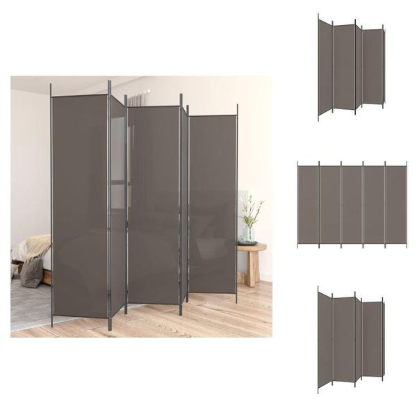 Vidaxl Paravento 5 Pezzi Antracite 250X200 Cm Tessuto - Divisorio Per Ambienti-image