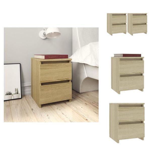 Vidaxl Comodini 2 Pezzi Rovere Sonoma 30X30X40 Cm Materiale A Base Di Legno - Comodini-image