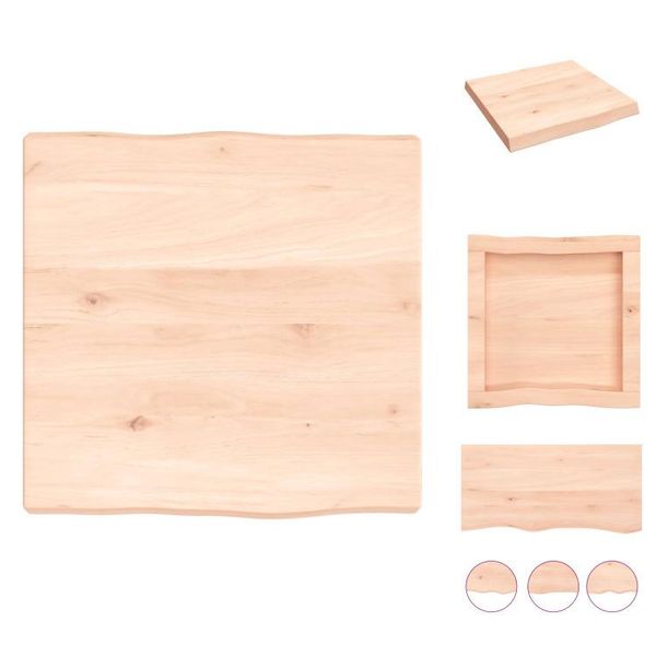Vidaxl Piano Da Tavolo 40X40X(2-4) Cm In Legno Massiccio Non Trattato Con Bordo Ad Albero - Piani Da Tavolo-image