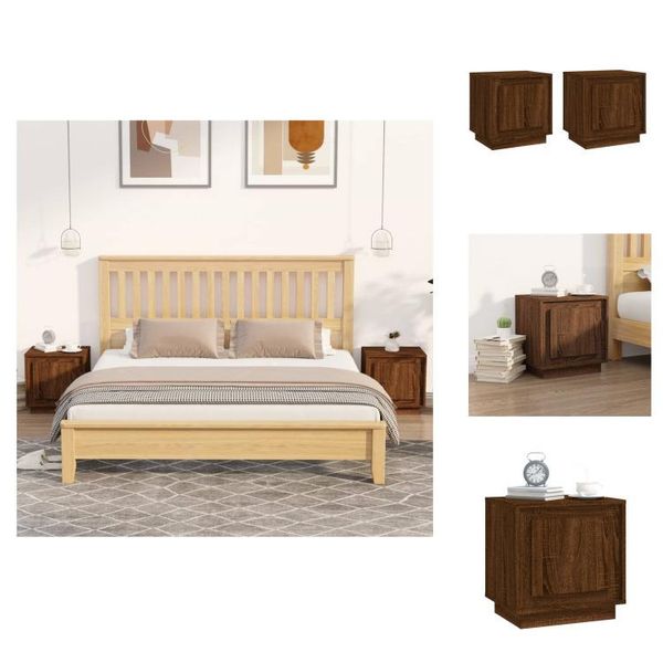 Vidaxl Comodini 2 Pz. Materiale In Legno Effetto Rovere Marrone 44X35X45 Cm - Comodini-image