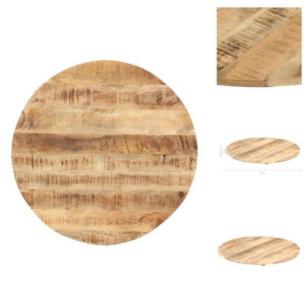 Vidaxl Piano Da Tavolo In Legno Massiccio Di Mango Rotondo 15-16 Mm 60 Cm - Piani Da Tavolo-image