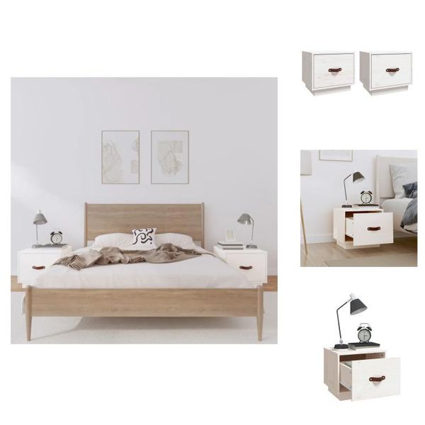 Vidaxl Comodini 2 Pz. Bianco 40X34X35 Cm Pino Massiccio - Comodini-image
