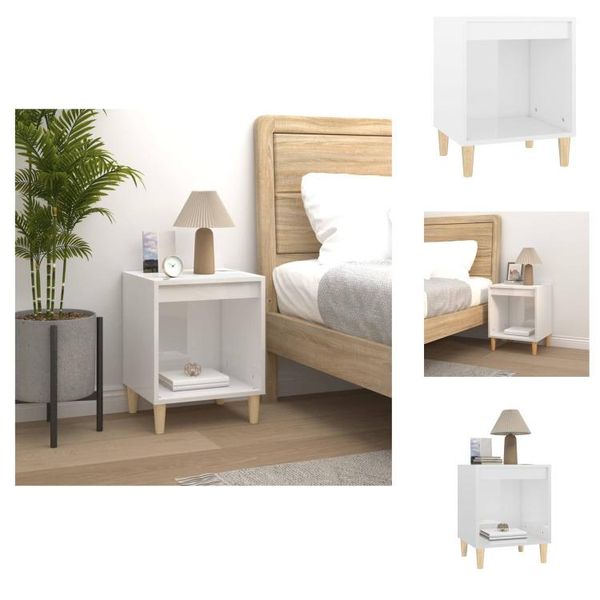 Vidaxl Comodino Bianco Lucido 40X35X50 Cm Materiale Legno - Comodini-image