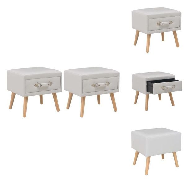 Vidaxl Comodini 2 Pz. Bianco 40 X 35 X 40 Cm In Similcuoio - Comodini-image