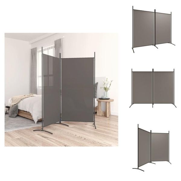 Vidaxl Paravento 2 Pezzi Antracite 175X180 Cm Tessuto - Divisorio Per Ambienti-image